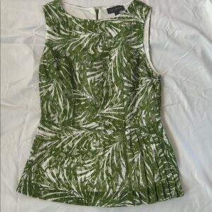 The Limited Green and White Leaf Print Blouse